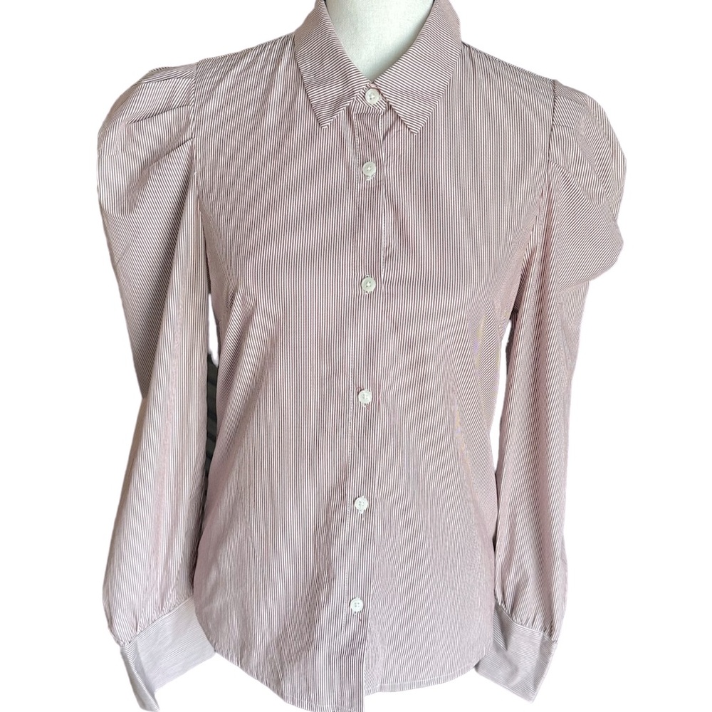 FOREVER 21 Shirt Womens Small Red White Plaid Long Sleeve Collared Button‎ Down